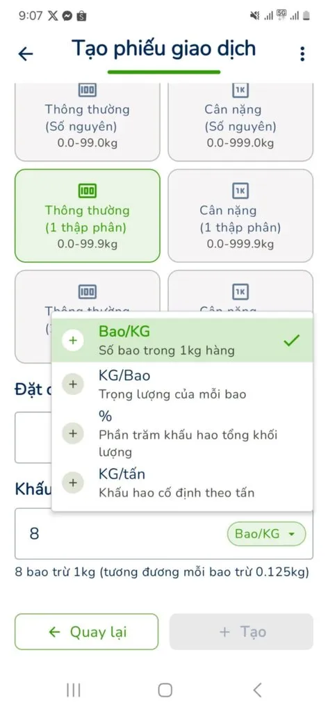 Chọn chế độ khấu hao