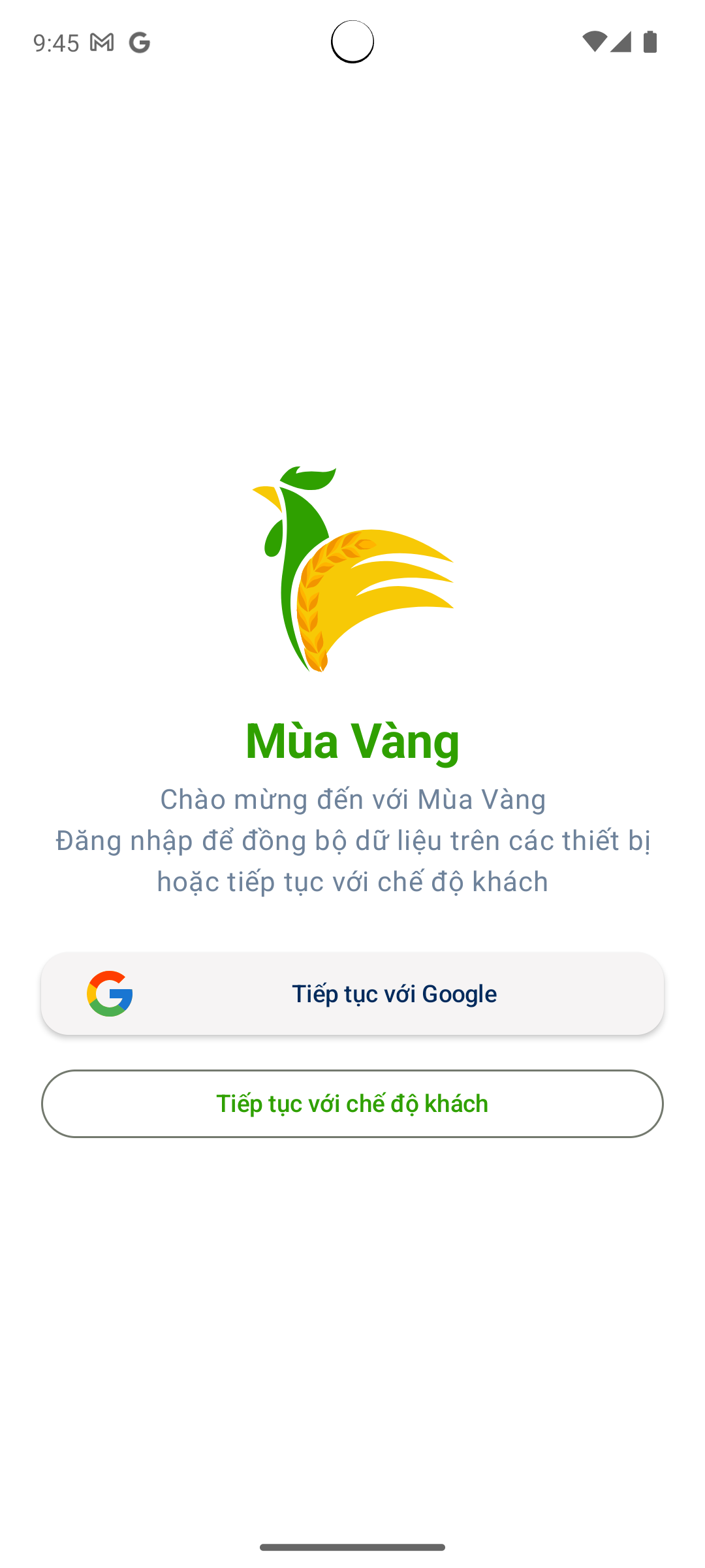 Màn hình đăng nhập Mùa Vàng
